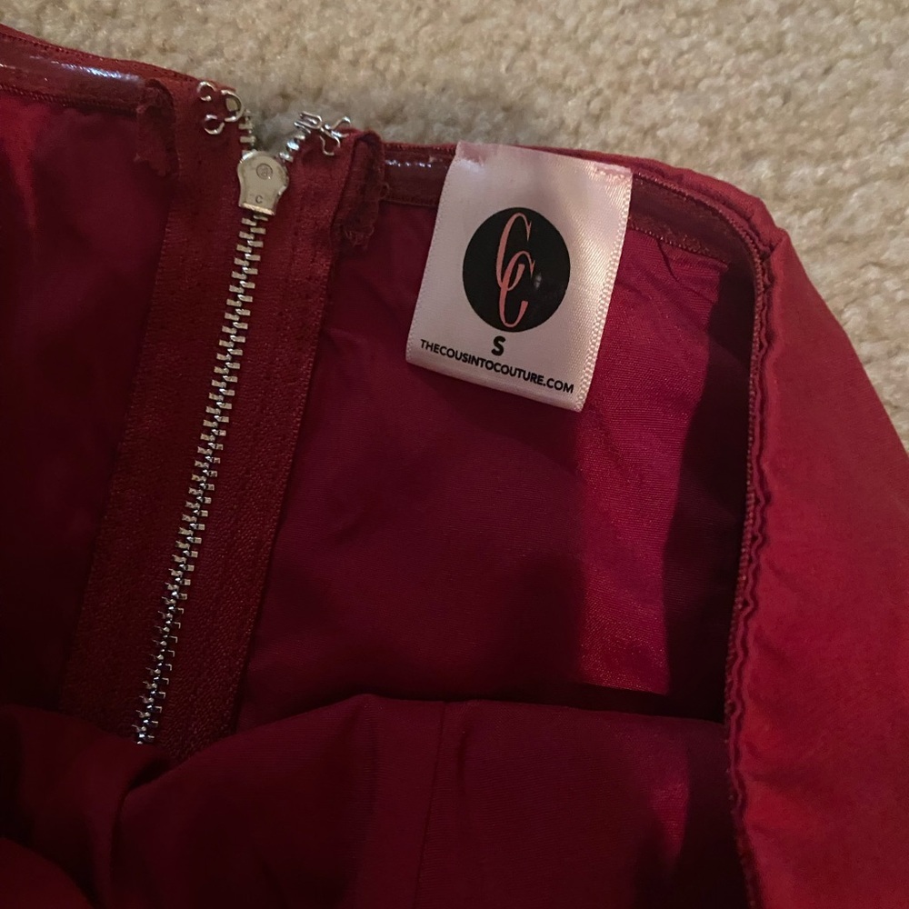 Chic Burgundy Women’s Jumpsuit | Elegant Wide-Leg Romper | Size Small - Picture 2 of 2